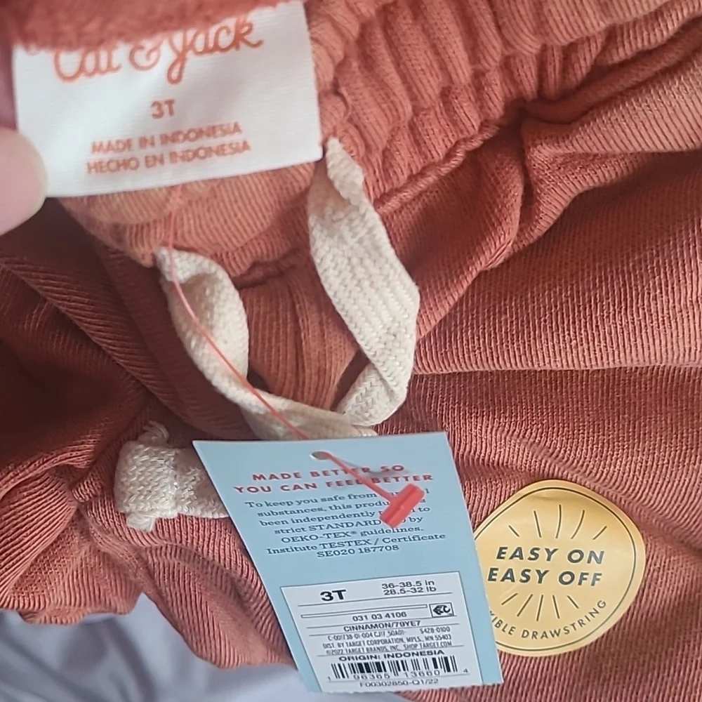 NWT! Cat & Jack Kids 3T rustic cinnamon drawstring comfy fall sweatpants